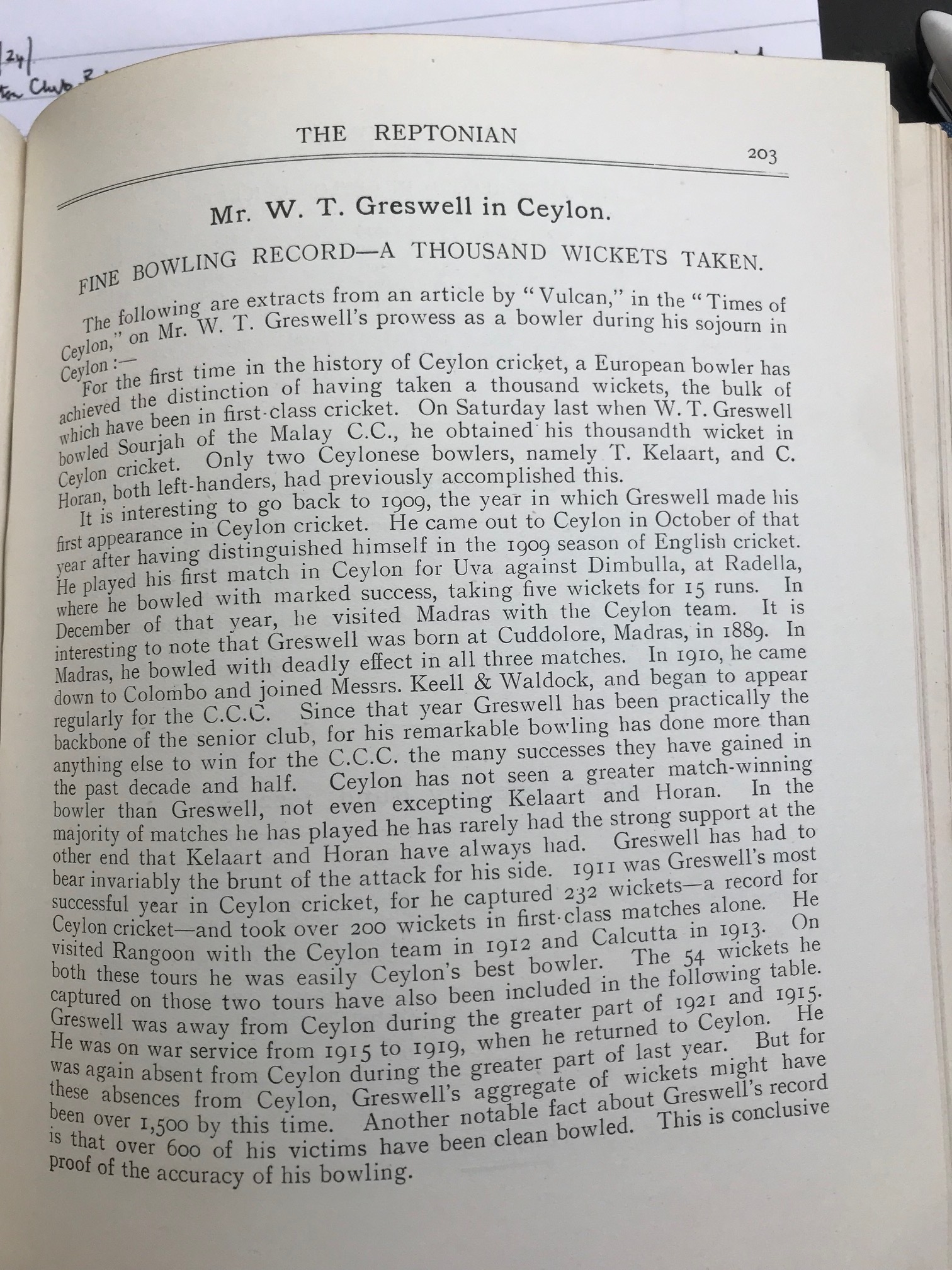 WT Greswell 1923